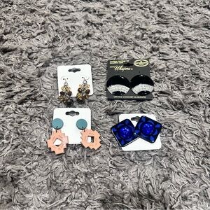 3/$15 Mixed Brand Bundle Assorted Earrings Set with Blue and Pink Accents
